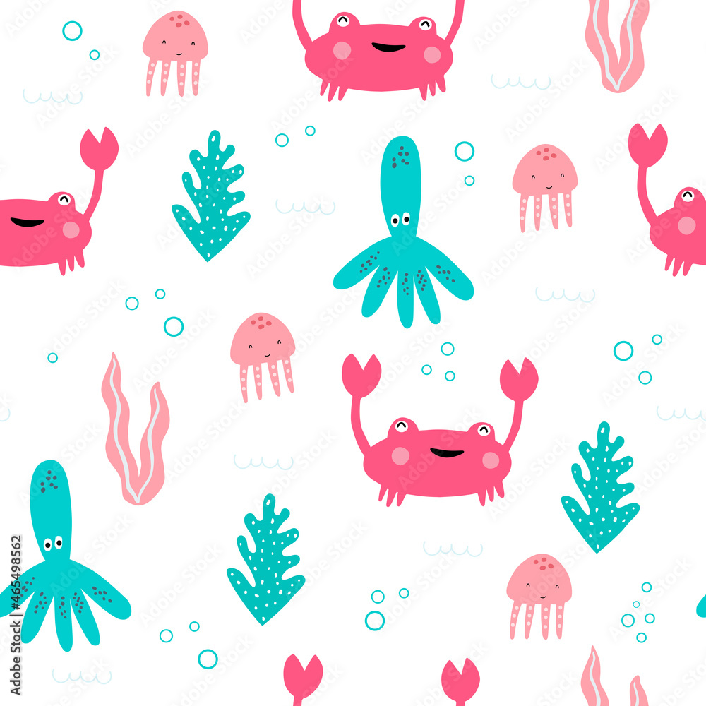 sea life - seamless pattern for kids sea life - seamless pattern for kids