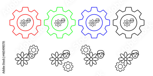 Flower, allergic face vector icon in gear set illustration for ui and ux, website or mobile application
