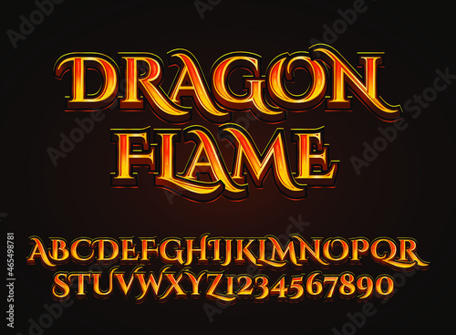 fantasy gold dragon flame text effect