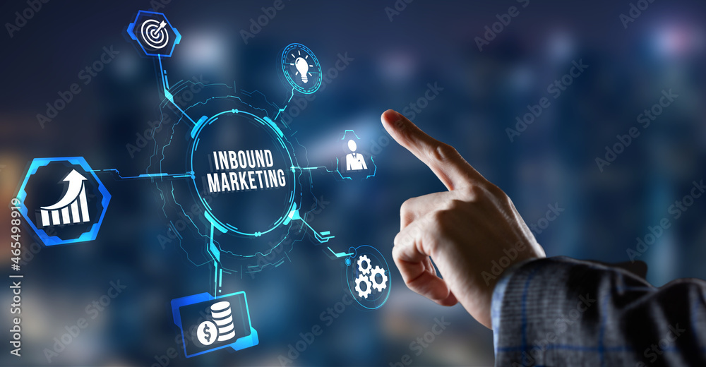 Fototapeta premium Internet, business, Technology and network concept. Inbound marketing. Virtual button.
