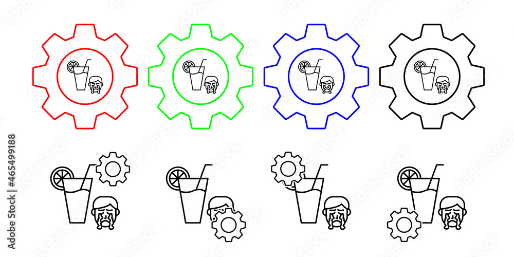 Juice, allergic face vector icon in gear set illustration for ui and ux, website or mobile application Juice, allergic face vector icon in gear set illustration for ui and ux, website or mobile application