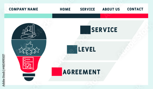 SLA - Service Level Agreement acronym, business concept background. Concept with keywords, letters and icons. Colored flat vector illustration. Isolated on white background.