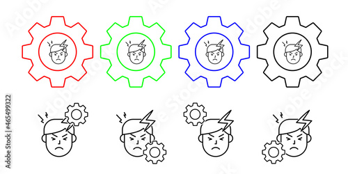 Headache, pain, allergic vector icon in gear set illustration for ui and ux, website or mobile application