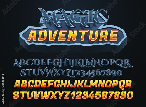 magic adventure with stone frame editable text effect for rpg medieval game logo title