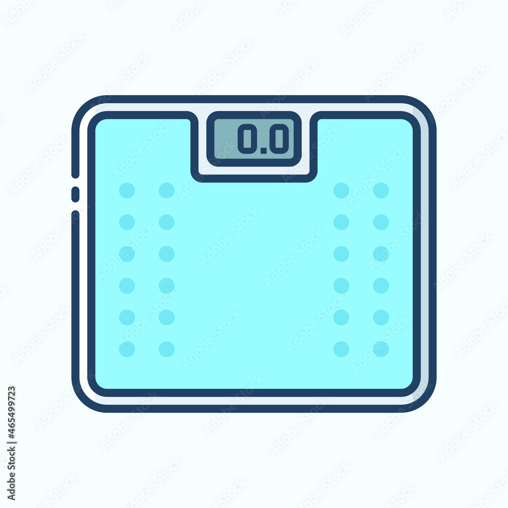 Bathroom scale colored icon. Household and kitchen electronic appliances icons. Vector stylish outline illustrations on light background. Bathroom scale colored icon. Household and kitchen electronic appliances icons. Vector stylish outline illustrations on light background.