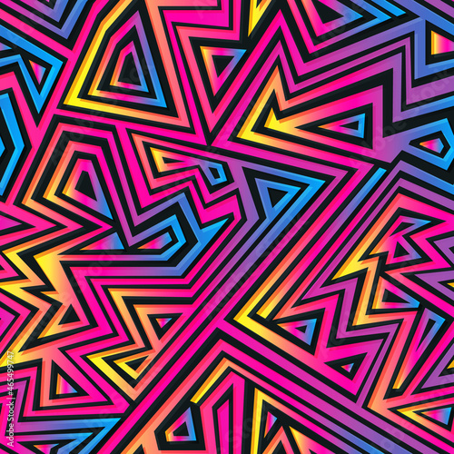 Neon maze seamless pattern.