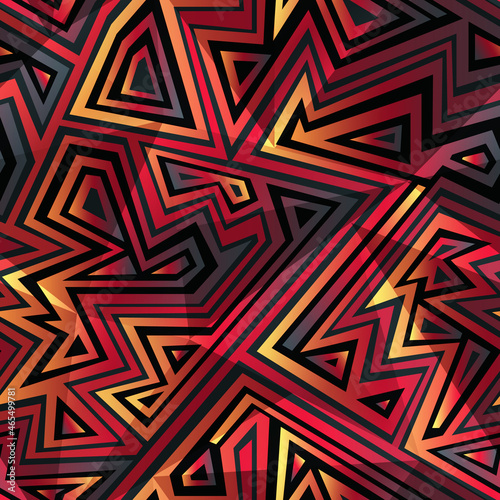 Red tribal geometric pattern.