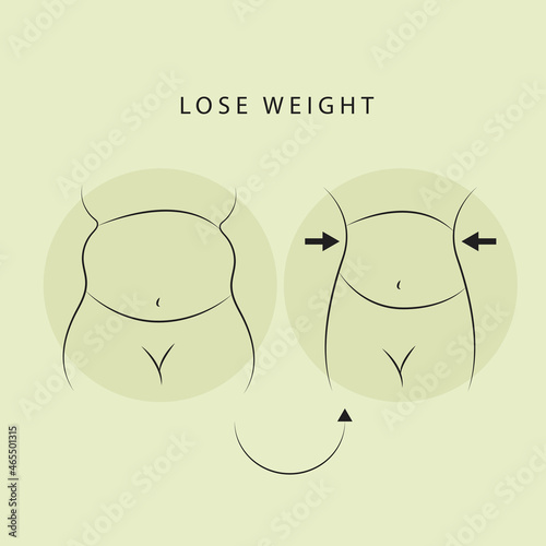 illustration outline weight loss. linear icon. waist, waistline