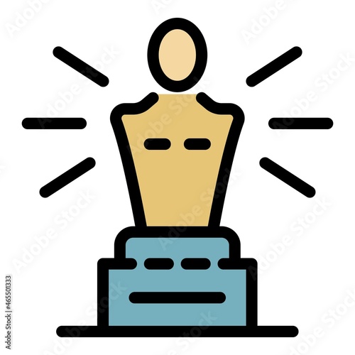 Oscar trophy icon. Outline oscar trophy vector icon color flat isolated
