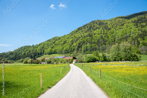 beautiful bike way through springlike Rottach valley, upper bavaria photo