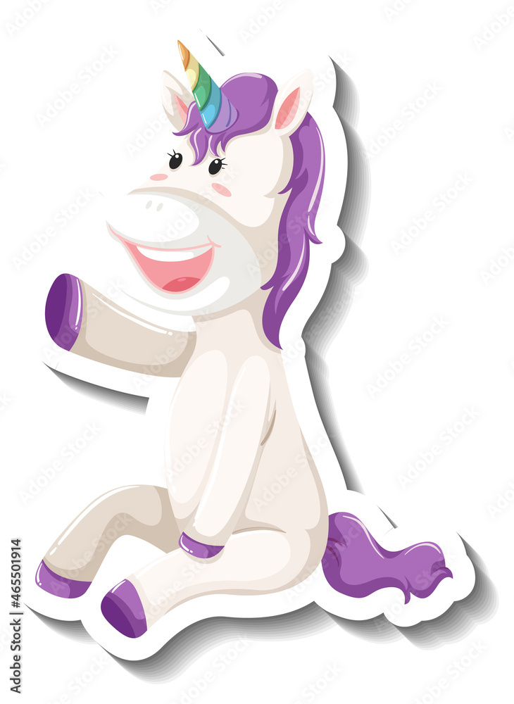 Cute unicorn sitting pose on white background Cute unicorn sitting pose on white background