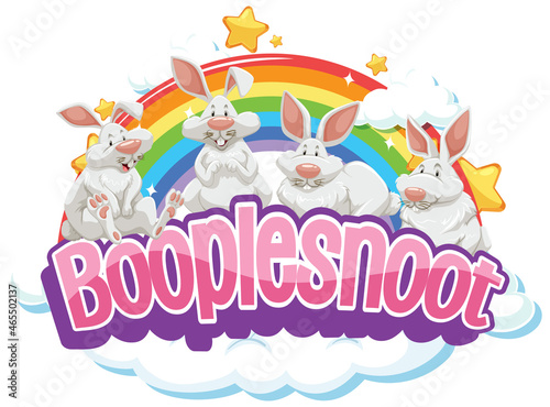 Cute rabbits on Boople Snoot font with rainbow