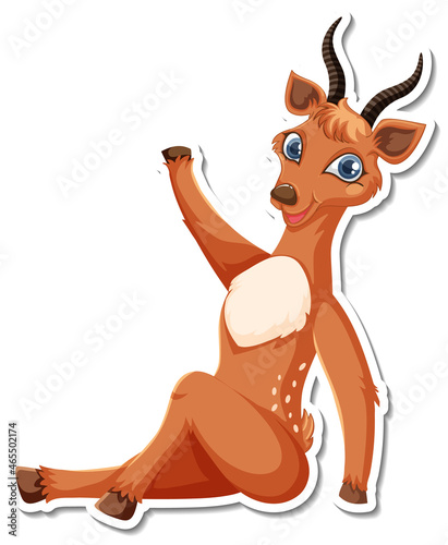 Deer sitting cartoon character sticker