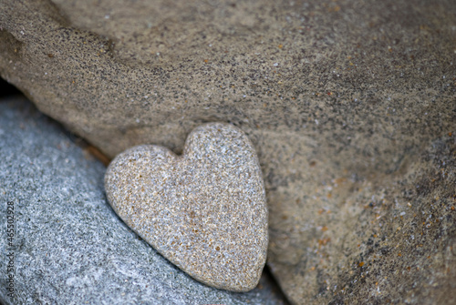 Single Heart Shaped Pebble On Rock