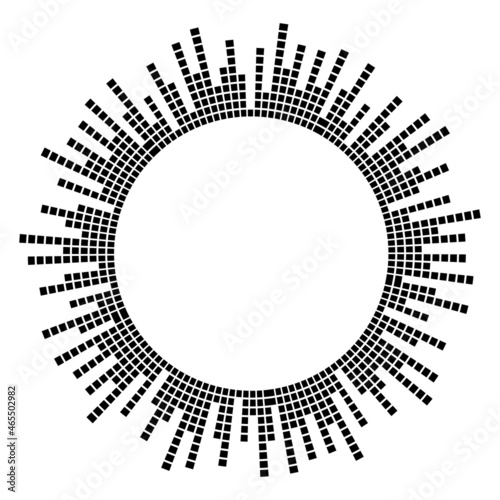 Abstract circular equalizer. Eq round audio soundwaves. Graphic equalizer. Frame. Vector illustration
