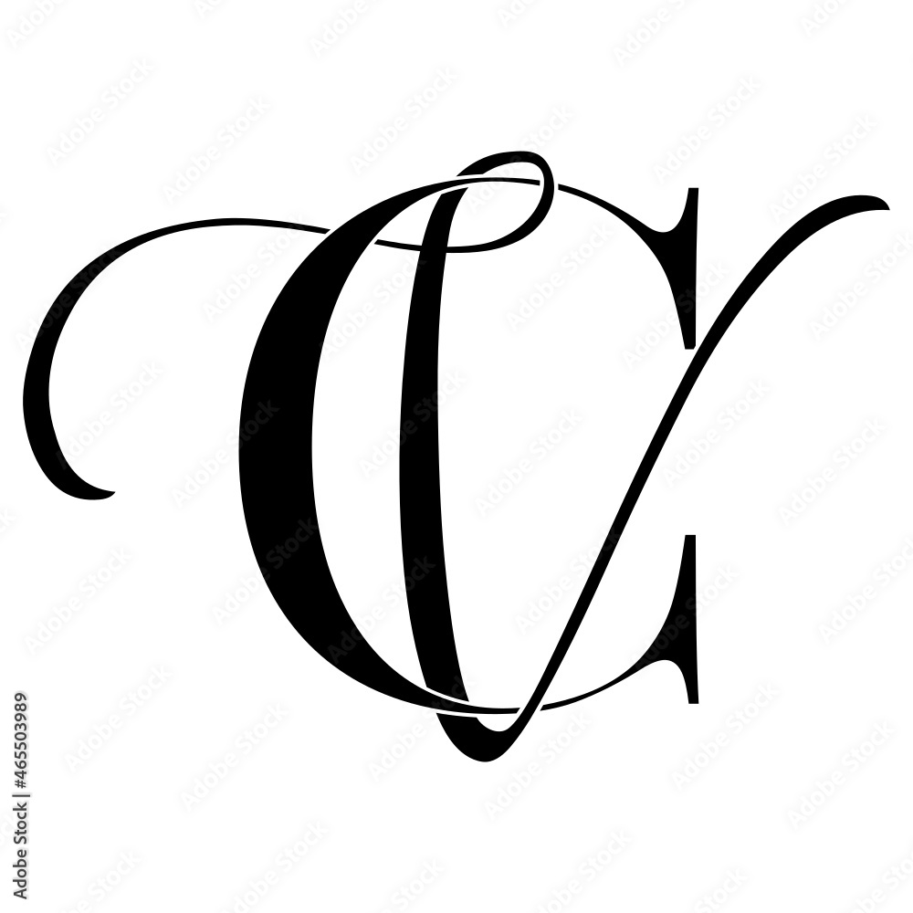 Cv Vc Monogram Logo Calligraphic Signature Icon Wedding Logo
