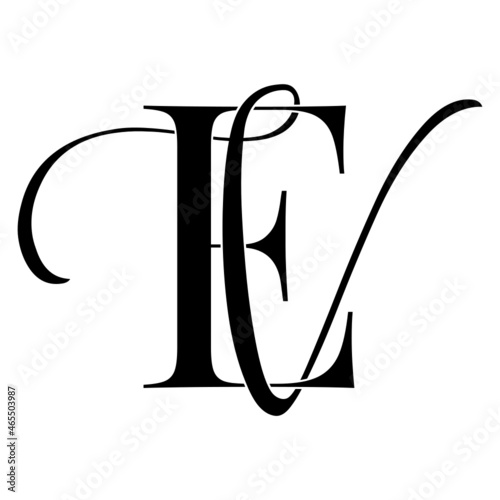 ev, ve, monogram logo. Calligraphic signature icon. Wedding Logo Monogram. modern monogram symbol. Couples logo for wedding