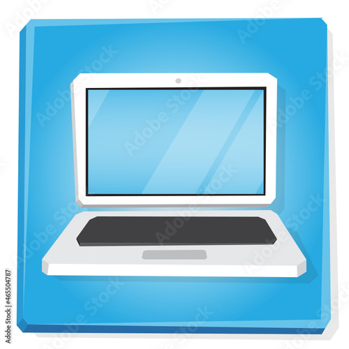 Cartoon vector illustration of notebook. Laptop with clear screen.