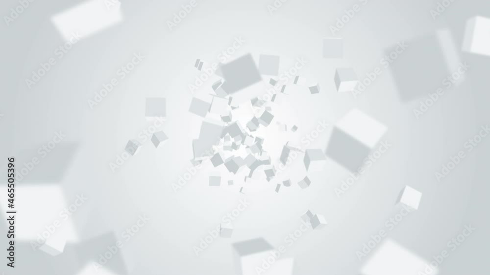 Many cubes floating in air on white background. Business concept. Symbol of digital technology. 3D loop animation. Many cubes floating in air on white background. Business concept. Symbol of digital technology. 3D loop animation.