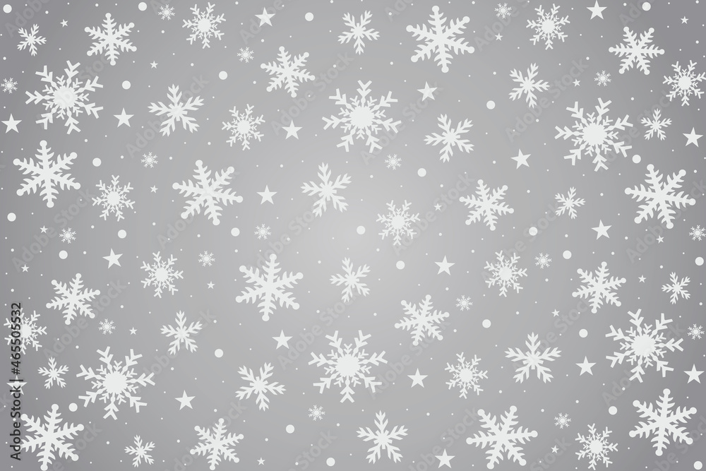Christmas silver background with snowflakes symbols.