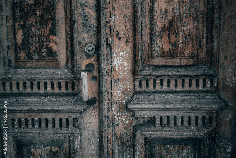old wooden door with a handle