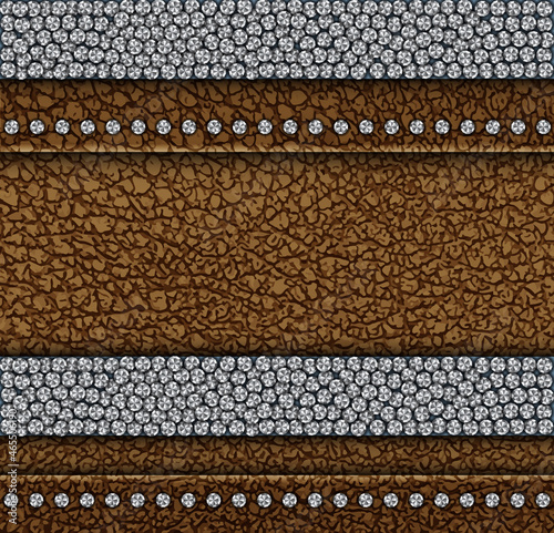 Leather background with round diamond stripes
