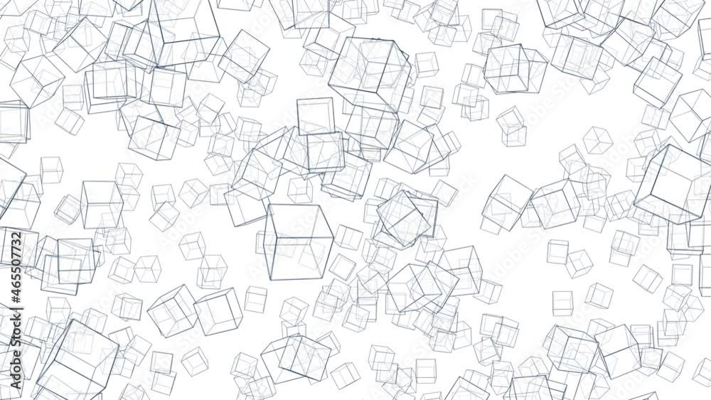 Many cubes floating in air on white background. Business concept. Symbol of digital technology. 3D loop animation. Many cubes floating in air on white background. Business concept. Symbol of digital technology. 3D loop animation.