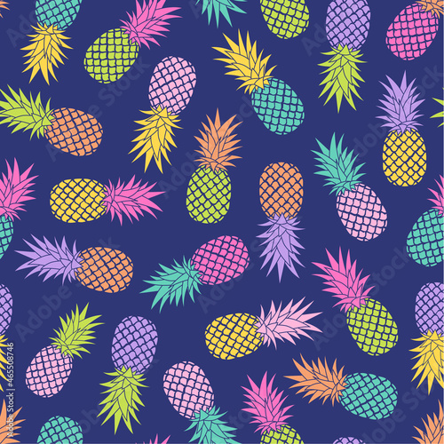 Colorful pineapple seamless pattern background.