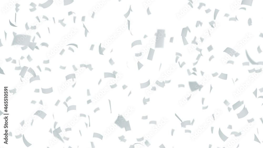 Many papers floating in air on white background. Business and education concept. White confetti. 3D loop animation. Many papers floating in air on white background. Business and education concept. White confetti. 3D loop animation.