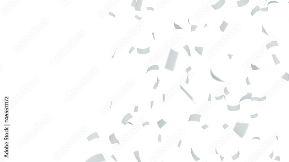 Many papers floating in air on white background. Business and education concept. White confetti. 3D loop animation. Many papers floating in air on white background. Business and education concept. White confetti. 3D loop animation.
