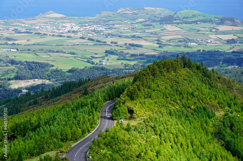 curvy road through azores mountans
