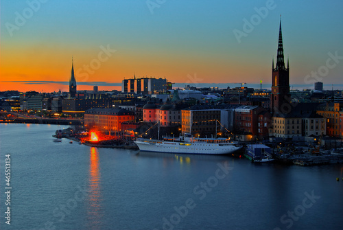 Valpurgie's night in Stockholm City. Sunset view on gamla stan 