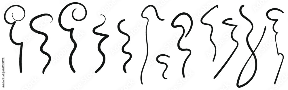 Smells vector line icon set, aromas, stink or cooking steam symbols, smelling or vapor, smoking or odors signs. Smells vector line icon set, aromas, stink or cooking steam symbols, smelling or vapor, smoking or odors signs.