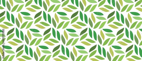 Geometric Pattern Floral Fallen Leaf Overlap in Green Color Design Vector Background