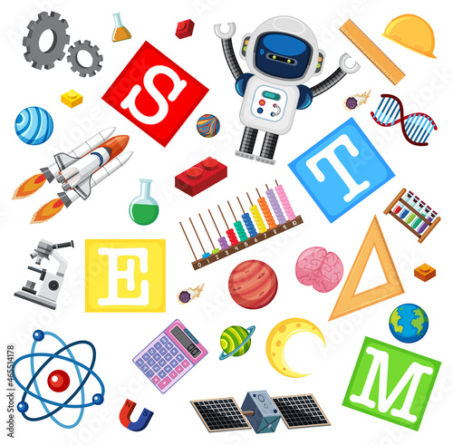 Colourful STEM education logo with learning elements