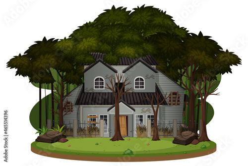 An old spooky house in the woods