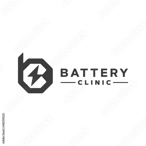 Modern battery clinic logo design template