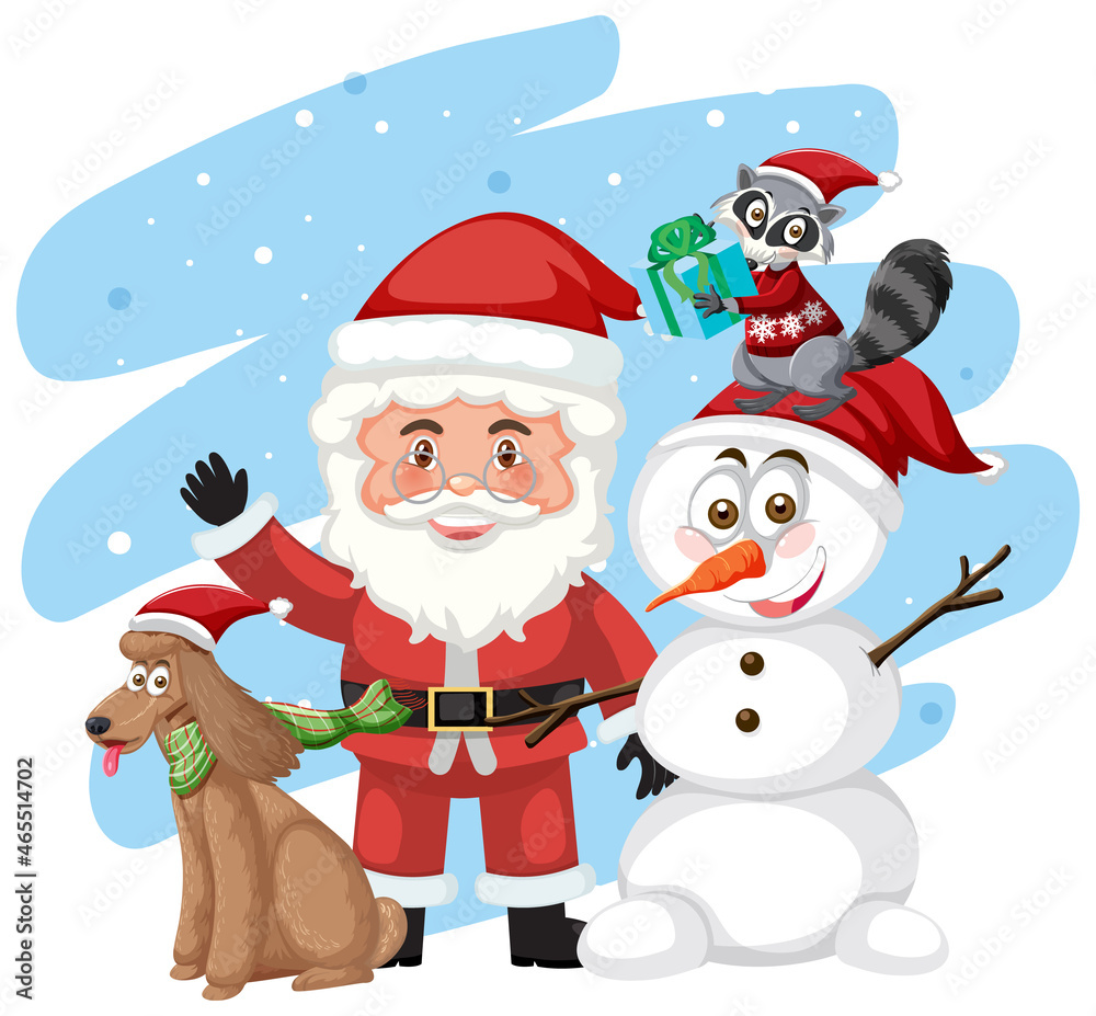 Santa Claus with Christmas cartoon characters Santa Claus with Christmas cartoon characters