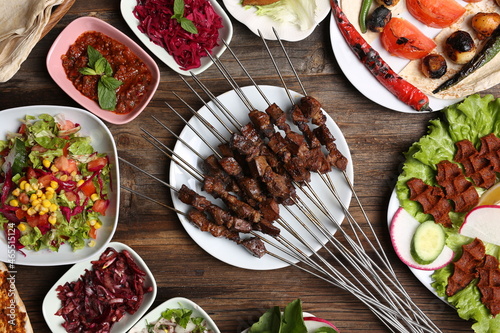 delicious grilled liver and salads