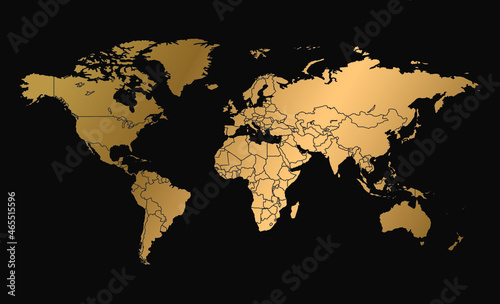 World map vector  isolated on black background. Flat Gradient Earth  map template for website pattern  annual report  infographics. Travel worldwide  map silhouette backdrop.