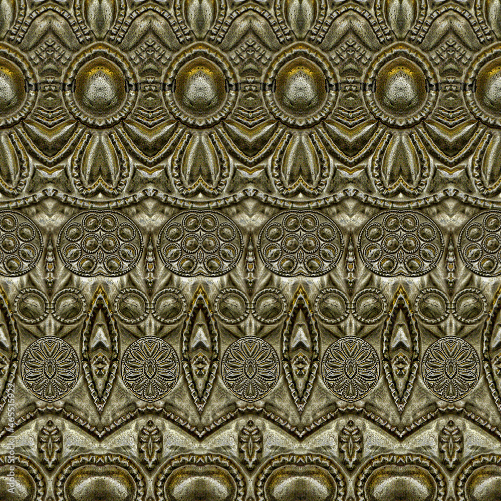 3d effect - abstract golden antique tile pattern