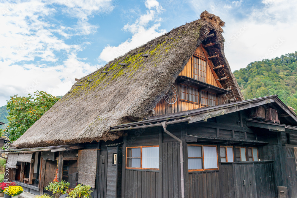 Old traditional Japanese house with thatched roof Old traditional Japanese house with thatched roof
