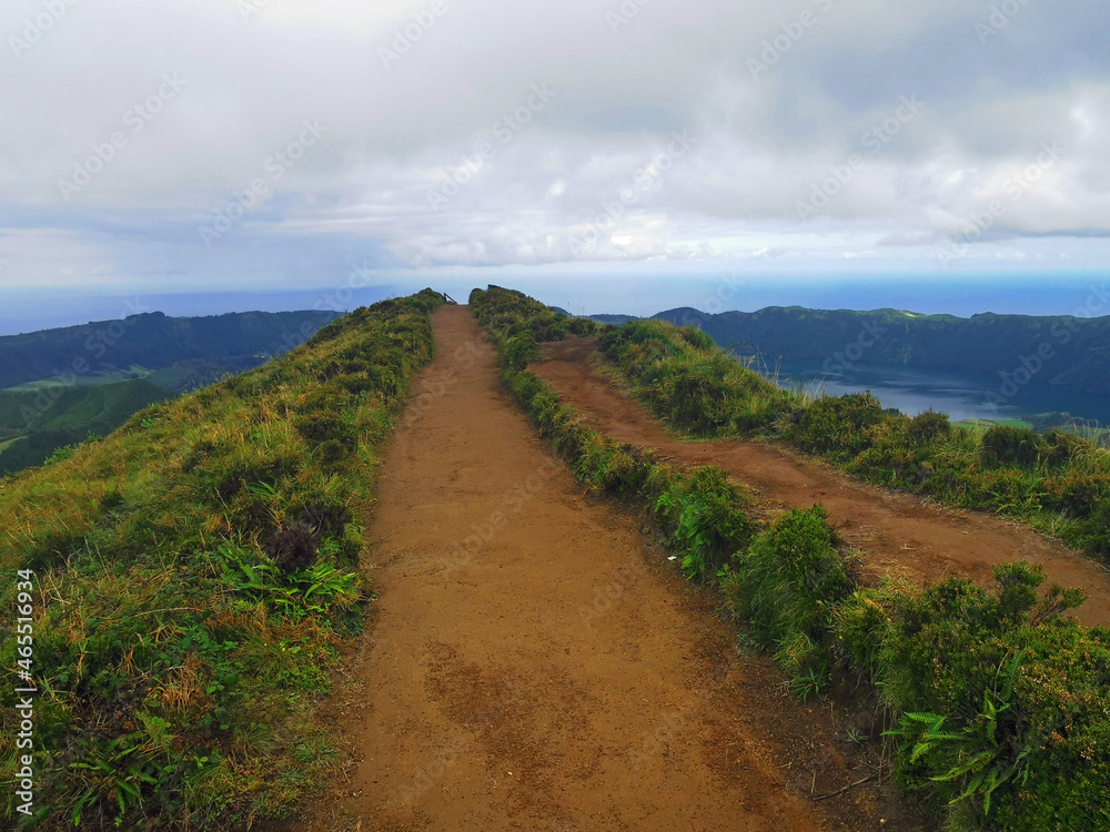 muddy path on cidade lakes on the azores islands