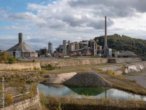 Old abandoned cement quarry in South Limburg in the Netherlands