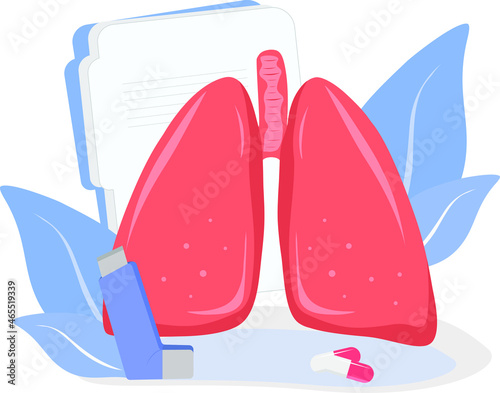 Vector medical theme, human lungs and medicines. World COPD day 