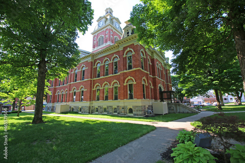 LaGrange County Courthouse is a historic courthouse located in LaGrange, LaGrange County, Indiana. The front facade consists of a central clock tower flanked by square corner pavilions.