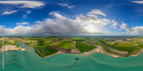 quarry pond 360° x 180° panorama above the water photo