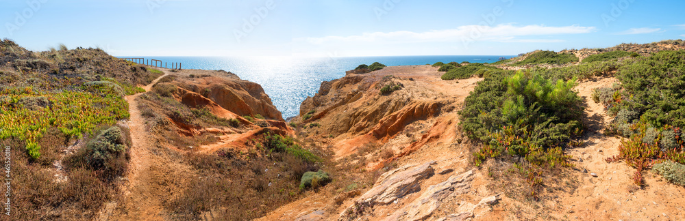 famous hiking coast path along Rota Vicentina, Algarve landscape Portugal famous hiking coast path along Rota Vicentina, Algarve landscape Portugal