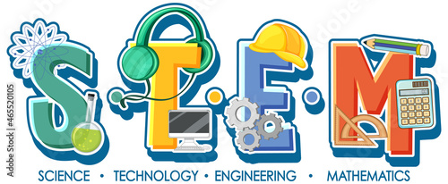 STEM logo with education and learning icon elements