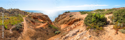 famous hiking coast path along Rota Vicentina, Algarve landscape Portugal